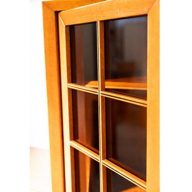 Wood Modular Corner Cabinet in Cherrywood with Glass and Carved Doors with Fox Hunt Design, 1970s, Set of 4 For Sale - Image 7 of 12