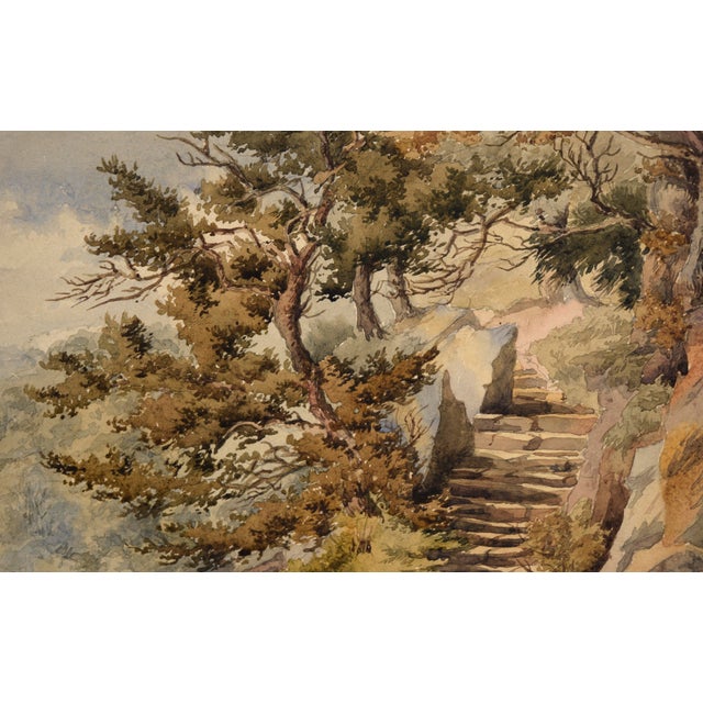 Late 19th Century Stone Steps by the River - Late 1800s Watercolor on Paper by Lucy Cooper For Sale - Image 5 of 7