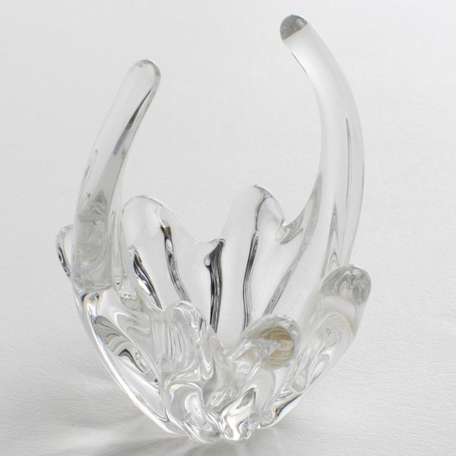 Daum Daum Nancy France Crystal Bud Vase, Basket or Vide Poche, circa 1970 For Sale - Image 4 of 9