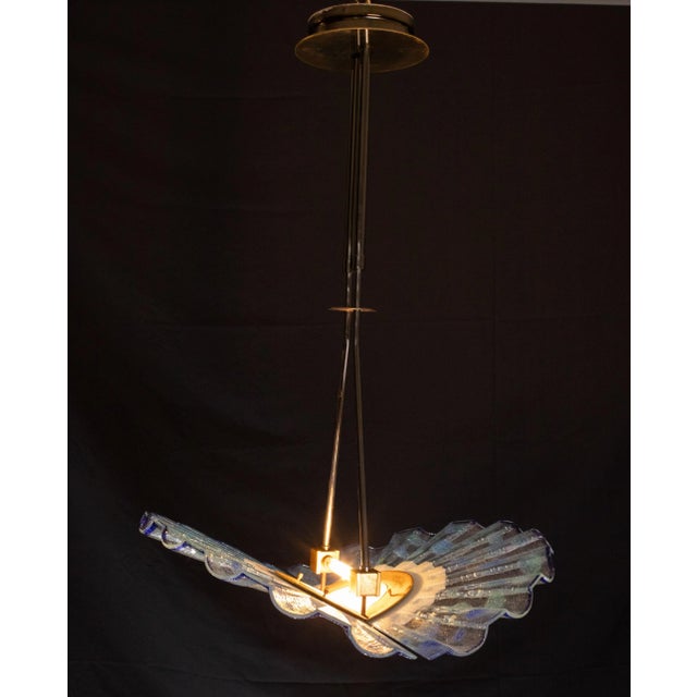 1970s Blue Murano Glass Pendant in the Shape of a Fan, 1970s For Sale - Image 5 of 12