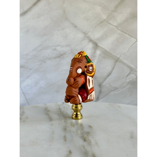 Ganesha Lamp Finial on Brass Hardware For Sale - Image 4 of 6