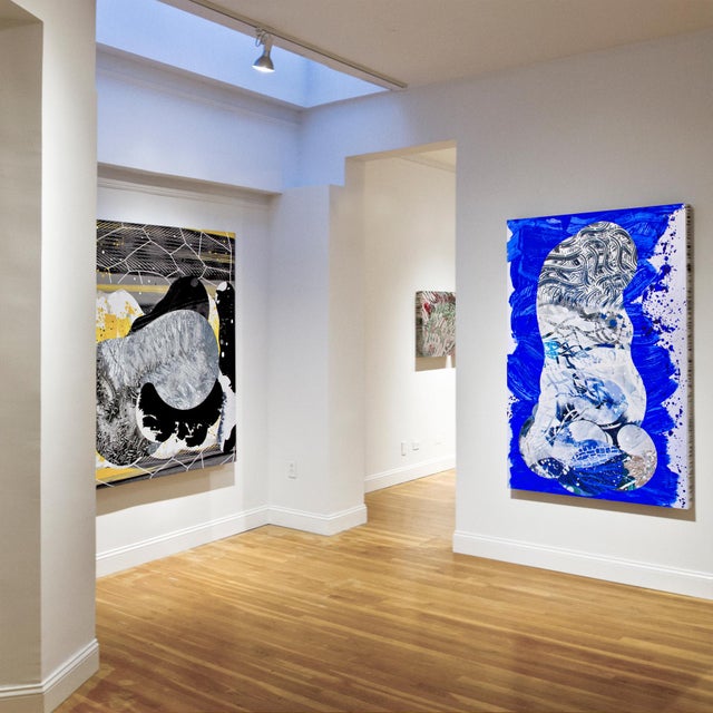 "Ballast Blue" by Michael DesRosiers Abstract Mixed-Media on MDF Panel (2022) For Sale - Image 12 of 16
