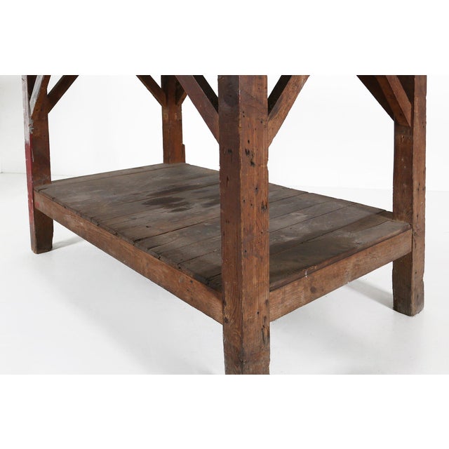 French Industrial Console Table in Wood, 1920s For Sale - Image 12 of 18