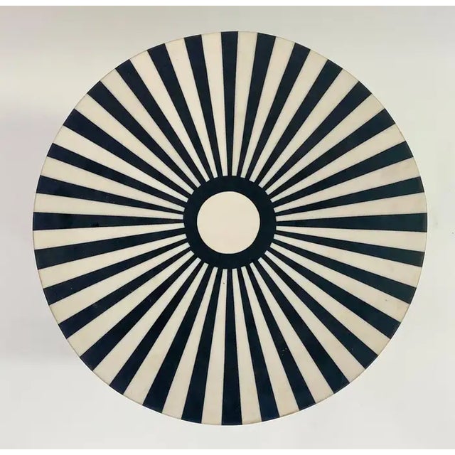 1980s Art Deco Style Black and White Resin Side, End Table or Stool, a Pair For Sale - Image 5 of 13