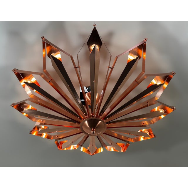 21st Century Satin Copper Dahlia Flush Mount by Fabio LTD For Sale - Image 6 of 9