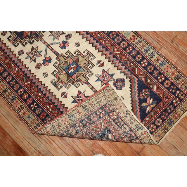 Early 20th Century Early 20th Century Zabihi Collection Ivory Tribal Heriz Small Runner - 2'11" x 5'11" For Sale - Image 5 of 10