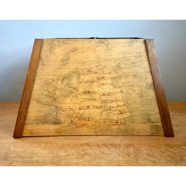 Vintage Wood Lampshade With Ship Carving For Sale - Image 10 of 12
