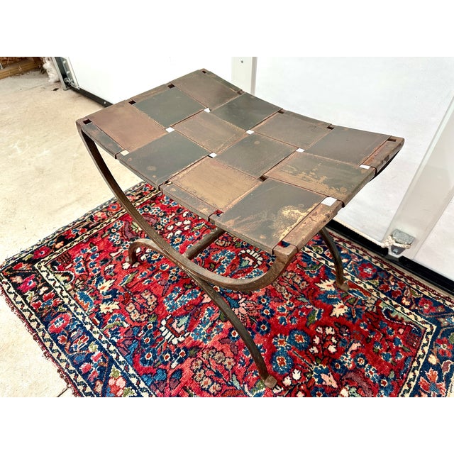 Vintage French Wrought Iron Curule Stool For Sale - Image 4 of 6