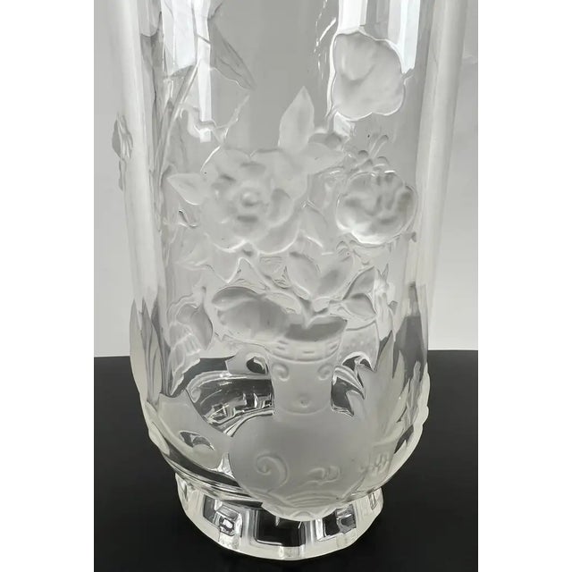 White 1930 Verlys French Art Glass “Mandarin” Vase Frosted & Clear Relief Design For Sale - Image 8 of 18