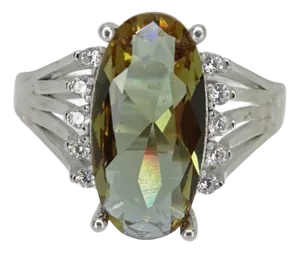 Large 21st Century Zultanite and Zircon Ring in 925 Sterling Silver, Italy, 2010s