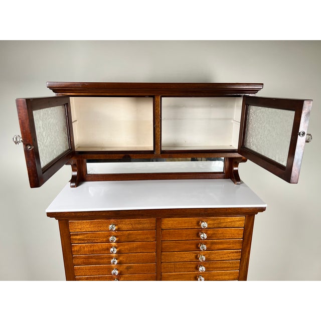 Antique Mahogany Multi-Drawer Dental Cabinet by the American Cabinet Co. C. Early 20th Century For Sale - Image 12 of 14