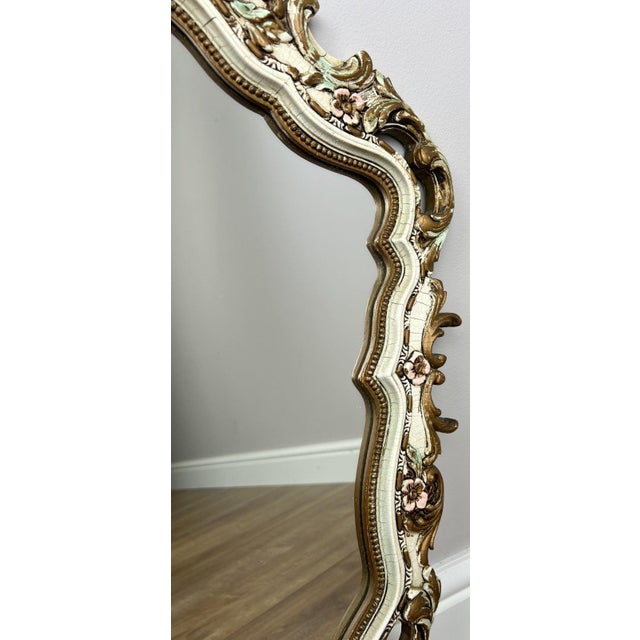 Vintage French Shabby Chic Ornate Wall Mirror For Sale - Image 6 of 11