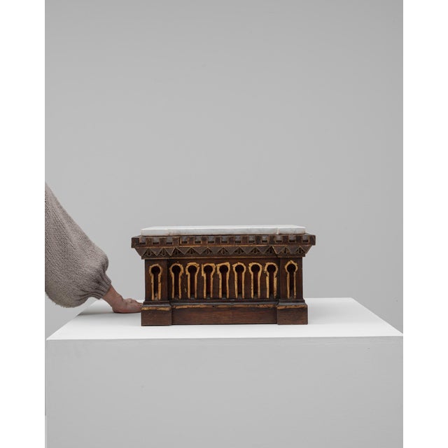 20th Century French Wooden Pedestal With Marble Top For Sale - Image 17 of 18