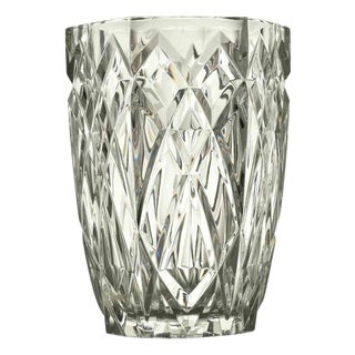 Vintage Italian Crystal Glass Vase, 1970s For Sale
