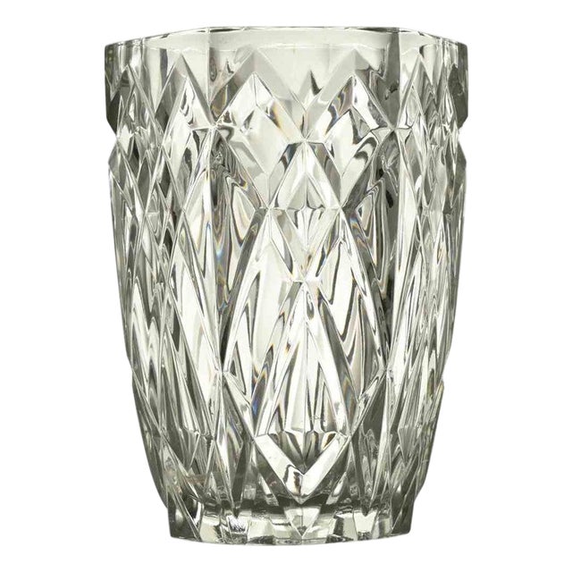 Vintage Italian Crystal Glass Vase, 1970s For Sale