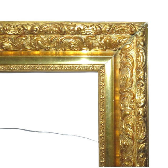 Antique Gilt Wood & Gesso Picture Frame for Portrait Painting or Mirror 20" X 28" Opening For Sale - Image 4 of 7