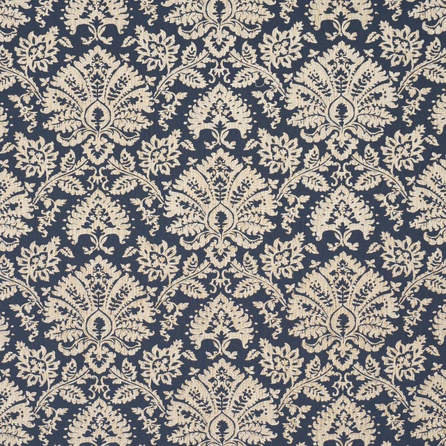 Sample - Schumacher Gianna Embroidery Fabric In Indigo For Sale