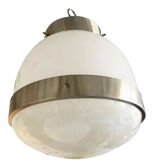 Italian Glass Crystal and Brass Delta Ceiling Lamp by Sergio Mazza for Artemide, 1950s