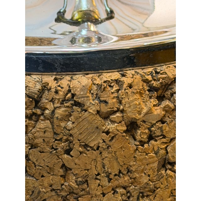 1970s Vintage Mic Century Modern 1970s Chrome and Cork Lamps a Pair For Sale - Image 5 of 10