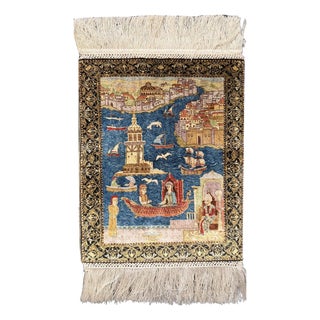 Vintage Hereke Cinar Rug in Silk, 1980s For Sale