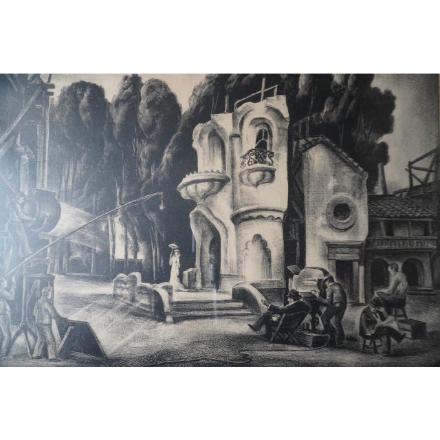 Black Warren Newcombe, B&w Lithograph c.1937, Backset of Hollywood Shoot, Framed For Sale - Image 8 of 8