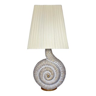Late 20th Century Signed Mangani Italy Porcelain Shell Table Lamp For Sale