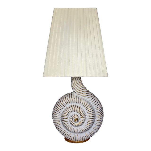 Late 20th Century Signed Mangani Italy Porcelain Shell Table Lamp For Sale