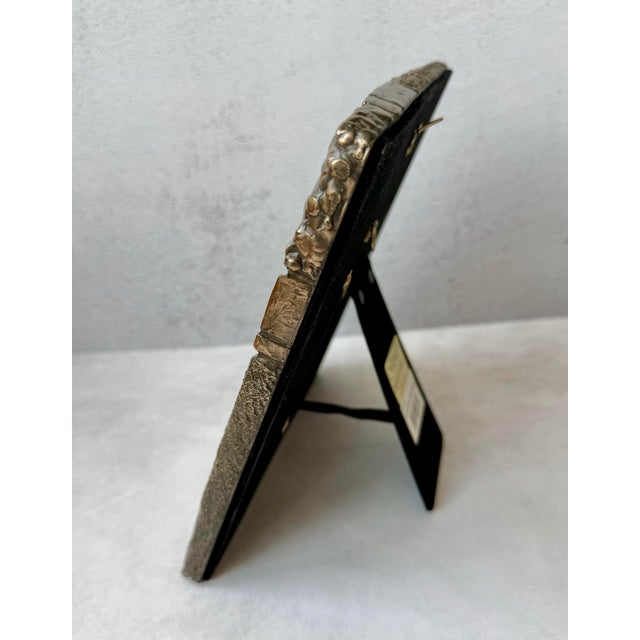 Textured Mixed Metal 4” X 6” Photo Frame Brutalist Style Autumn Leaves For Sale In New York - Image 6 of 12