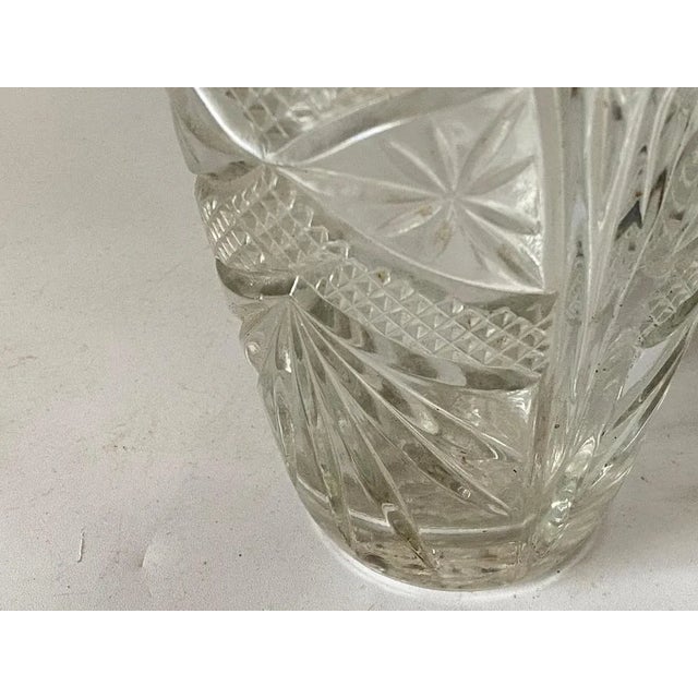 French Art Deco glass vase with Art Deco patterns, from circa 1940. Can be used as a champain cooler too.