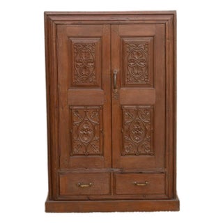 19th Century Carved Medallion Slim Cabinet For Sale