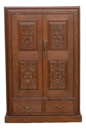 19th Century Carved Medallion Slim Cabinet