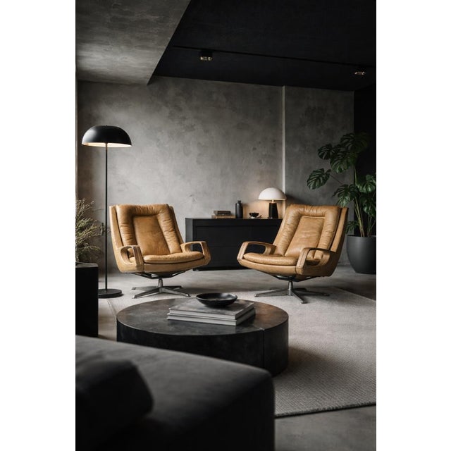 Mid-Century Modern German Leather Swivel Chairs from Carl Straub, 1950s, Set of 2 For Sale - Image 18 of 18