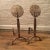 Pair of outstanding, Arts & Crafts, hand-forged, nickel-plated iron andirons with bronze blossom motifs in the style of...