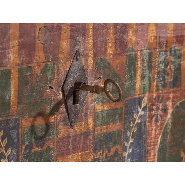 Large Antique Hand Painted Trunk, 1900s For Sale - Image 4 of 18
