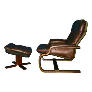 Mid-Century Modern Cantilever Lounge Chair with Footrest, 1960s, Set of 2 For Sale