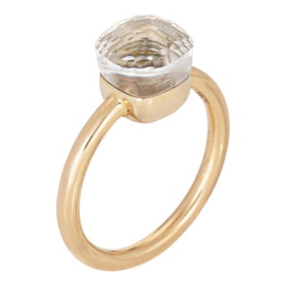 Pomellato Nudo White Topaz Ring Petite 18k Rose Gold Fine Estate Jewelry 7.25 For Sale