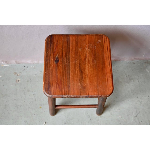 Vintage Country Bohemian Stool in Wood, 1970s For Sale - Image 4 of 5