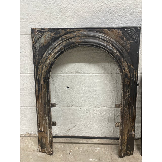 Late 18th Century Late 19th Century 21" W X 26.5"h Decorative Burnished Finish Cast Iron Fireplace Surround and Insert For Sale - Image 5 of 8