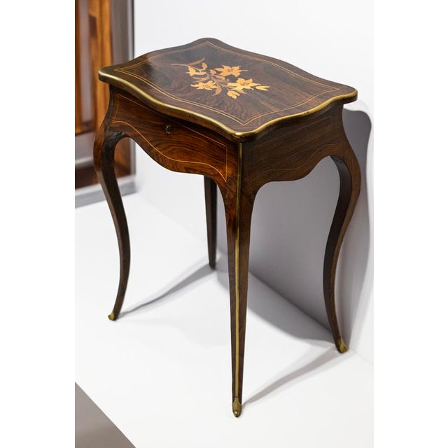 Dressing Table in Fruitwood and Wood Marquetry, 1890s For Sale - Image 6 of 14