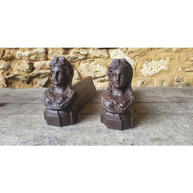 Cast Iron Andirons, 19th Century, Set of 2 For Sale - Image 3 of 6
