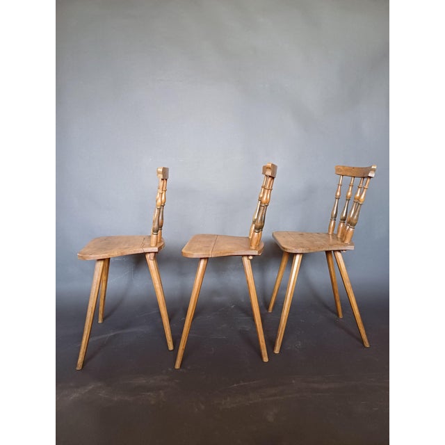 1930s Antique Slovenian Alps Farm Chairs, 1930s, Set of 3 For Sale - Image 5 of 9