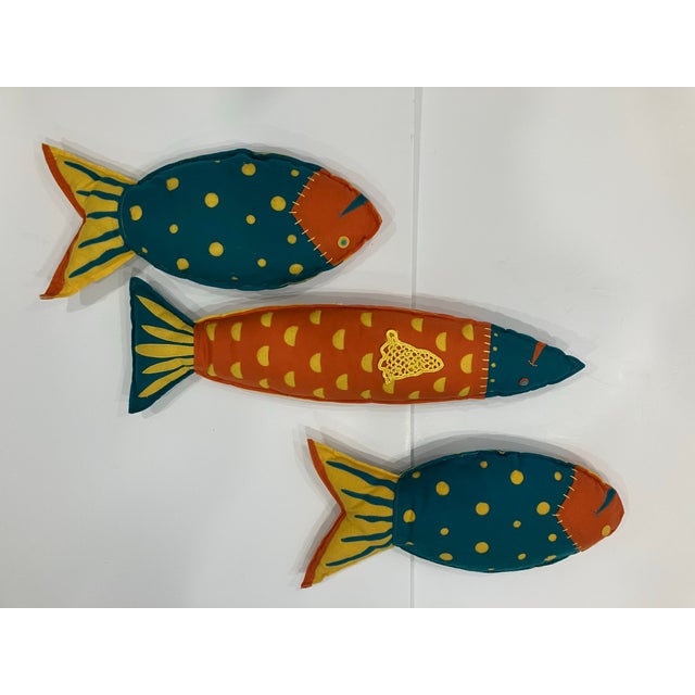 1990s Set of 3 Fish Pillows For Sale In Boston - Image 6 of 9