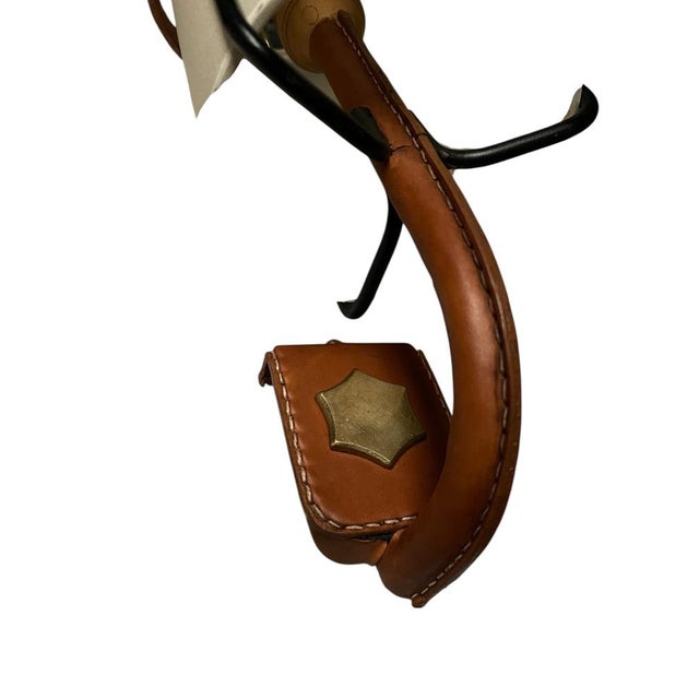 1950s Stitched Leather Sconces by Jacques Adnet, 1950s, Set of 2 For Sale - Image 5 of 10