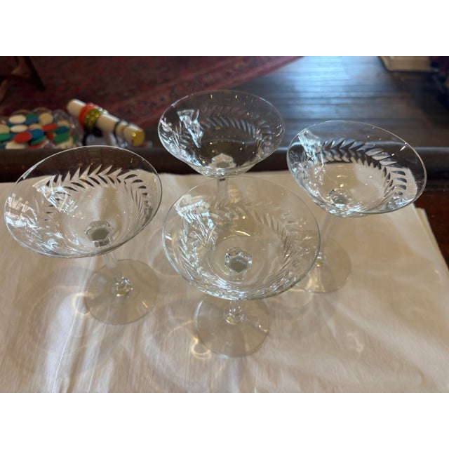 1960s Vintage Cut Crystal Martini Glasses - Set of 4 For Sale - Image 5 of 5