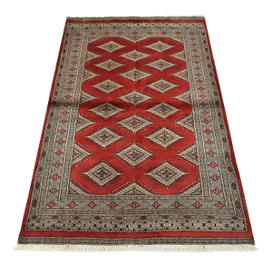 Bokhara Rug 3’11” X 6′ Red Wool Tribal Hand-Knotted Oriental Carpet