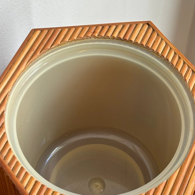 Wood Mid-20th Century Palm Beach Regency Style Pencil Reed Ice Bucket For Sale - Image 7 of 12