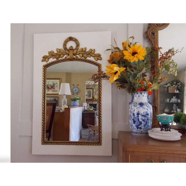 White 1970s Regency Style White and Gold Mirror For Sale - Image 8 of 8