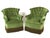 Textile Pair of Green Tufted Chesterfield Velvet Lounge Club Chairs For Sale - Image 7 of 7