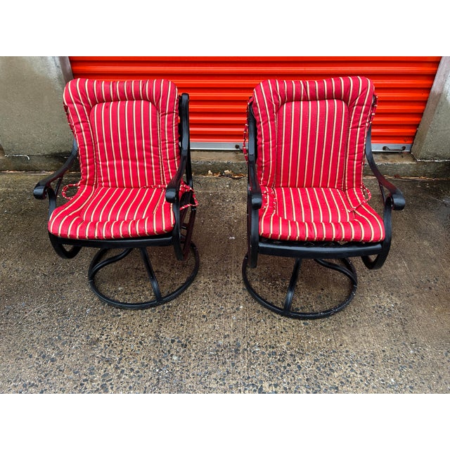 Metal Beautiful Heavy 7 Piece Hanamint Patio Set Table & 6 Swivels • For Sale - Image 7 of 10