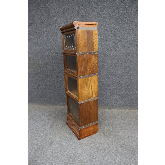 Wood Rare Quarter Size Stacking Bookcase Attributed to Globe Wernicke in Quarter Sawn Oak For Sale - Image 7 of 10